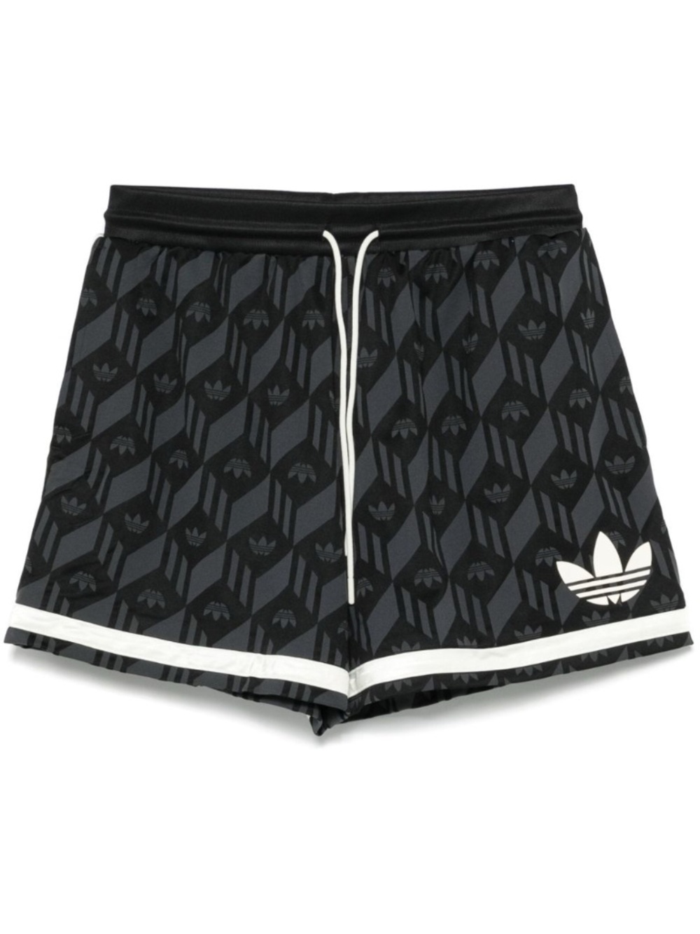 adidas Plus Size 2XL Jaquard Trefoil Patterned Track Shorts JD5195 Black Gray